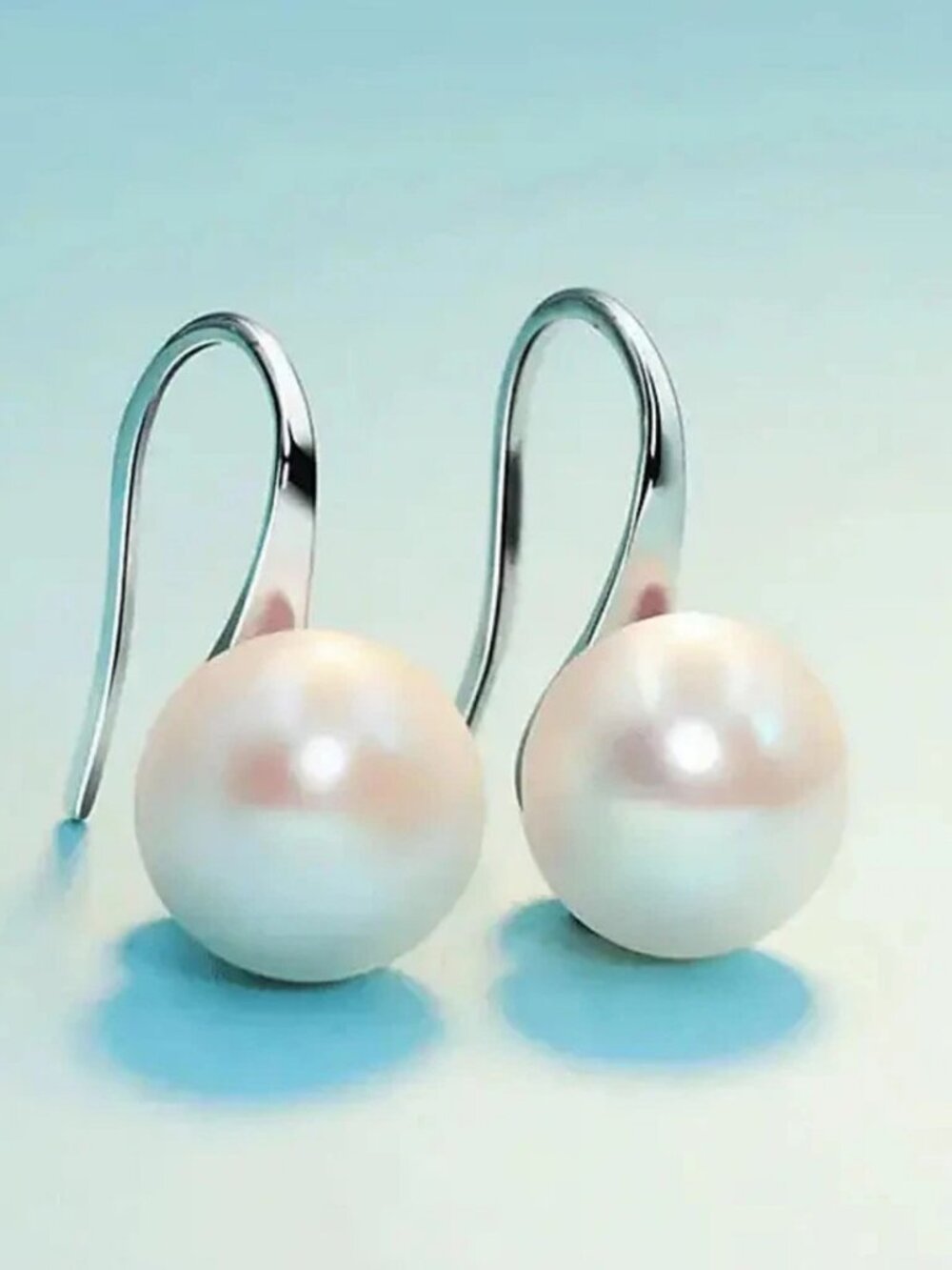 Silver Plated Pearl Dangle Drop Hook Earrings Classic Dainty New